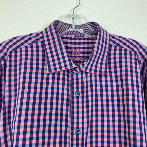 Bugatchi Uomo Men's Shaped Fit Shirt Size 2XL-3XL Plaid Purple Pink  Button Up - Picture 2 of 6